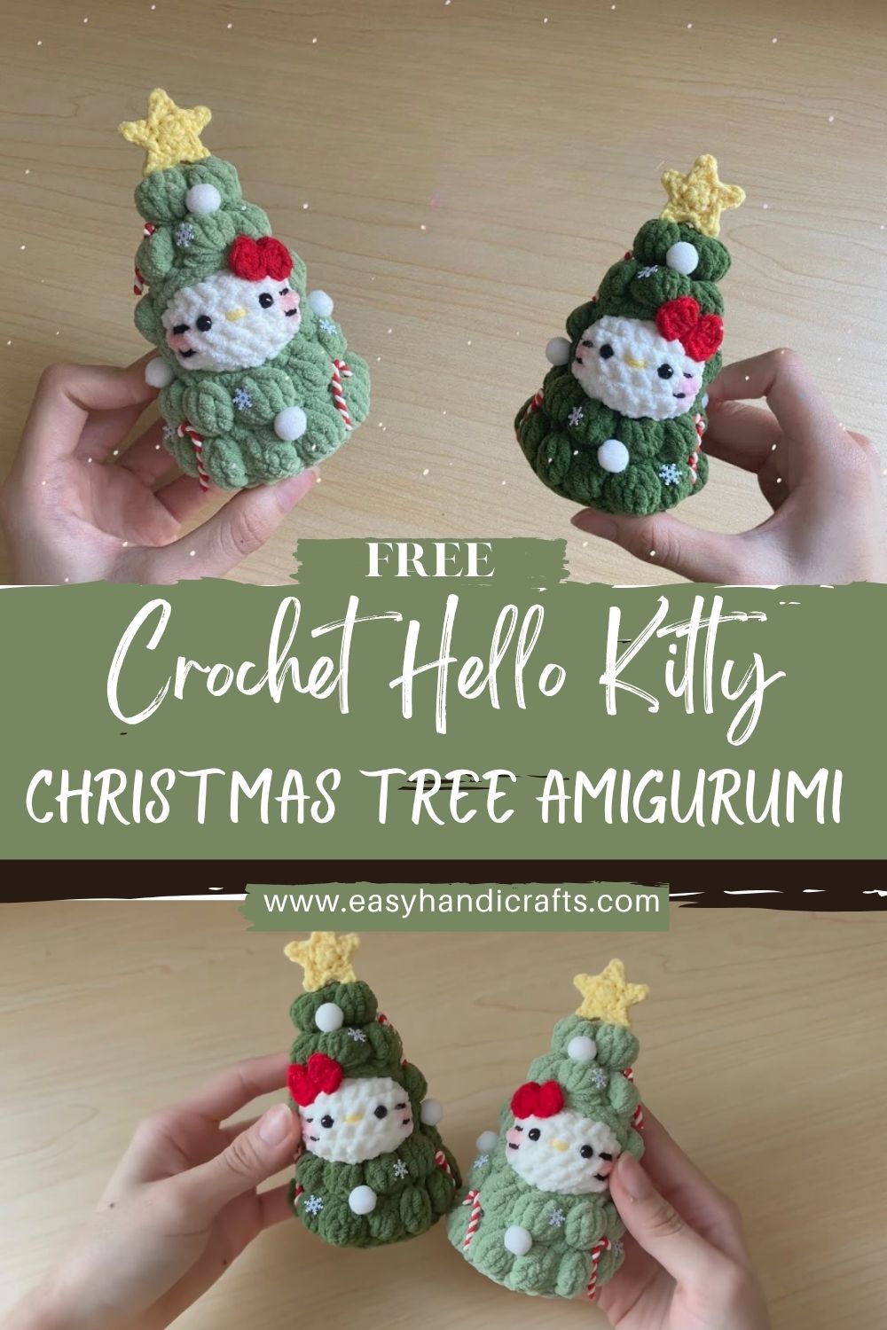 Enchanting Mini Crochet Hello Kitty Christmas Tree Amigurumi Quick Pattern