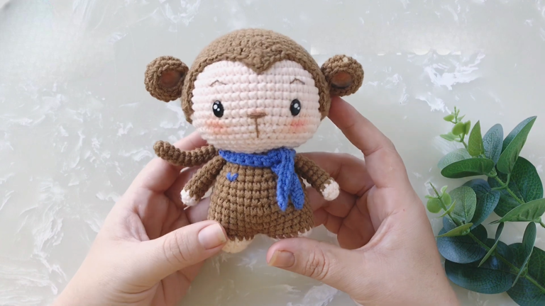 Peaceful Crochet Simple Monkey Keychain Amigurumi Pattern & Instructions