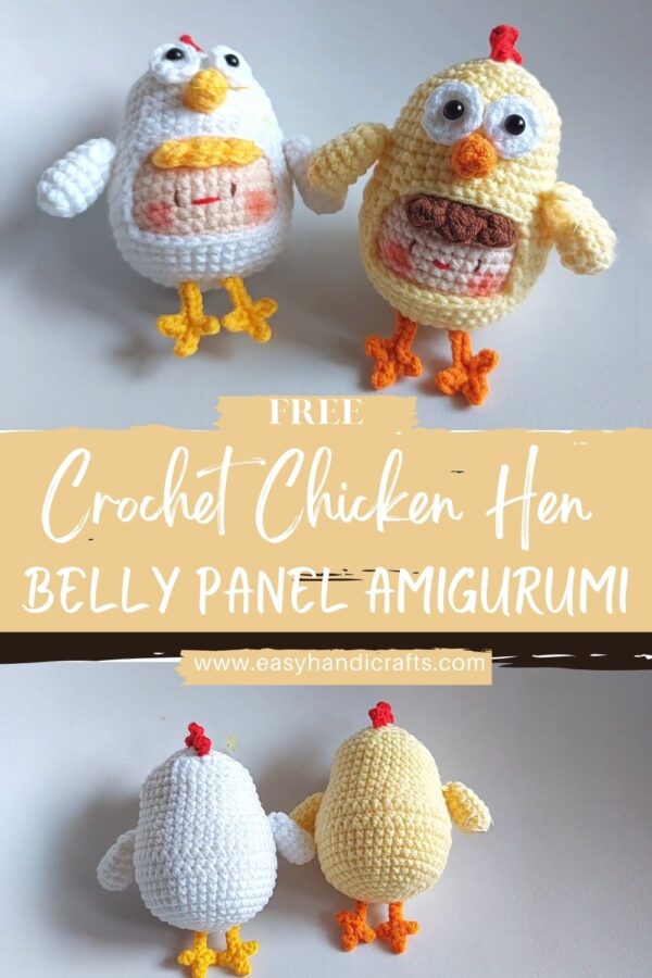 Crochet Chicken Plush Hen with Belly Panel Amigurumi Pattern