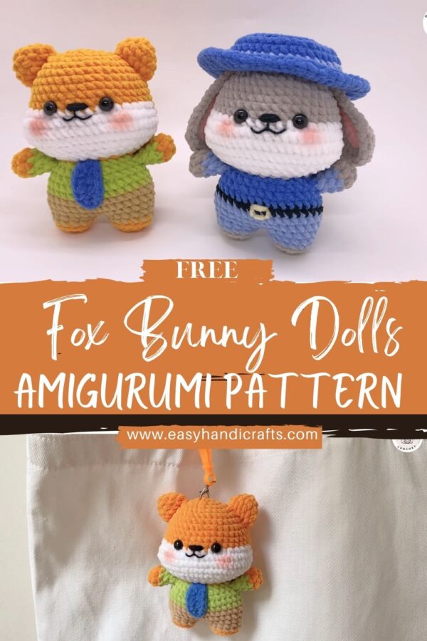 Crochet Fox and Bunny Dolls Amigurumi Pattern 