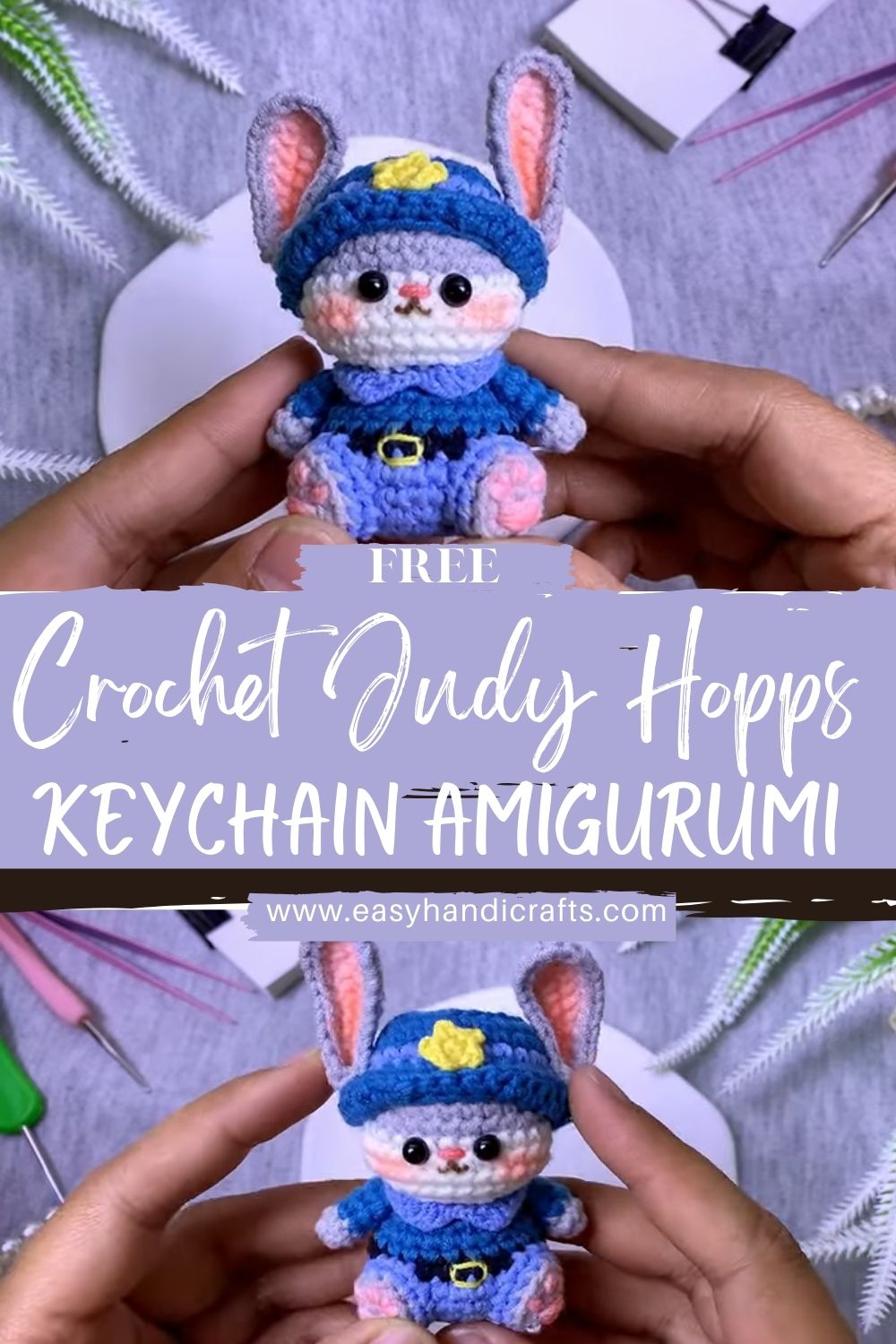 Crochet Judy Hopps Inspired Keychain Amigurumi Pattern