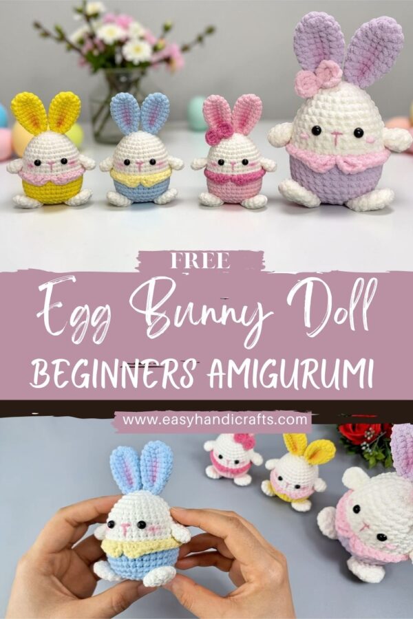 Cute Crochet Egg Bunny Doll Beginners Amigurumi Pattern 