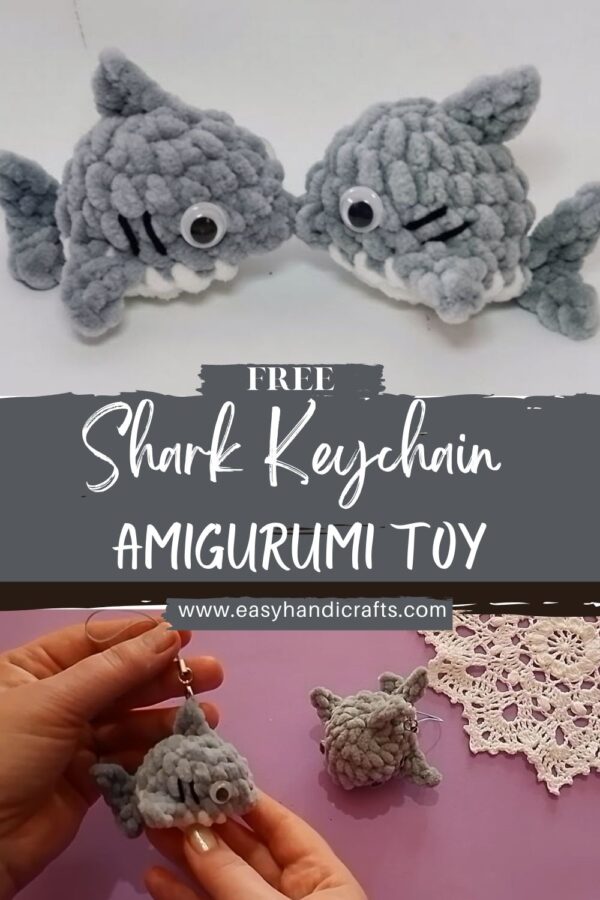 Cute Crochet Shark Keychain Amigurumi Pattern Toy