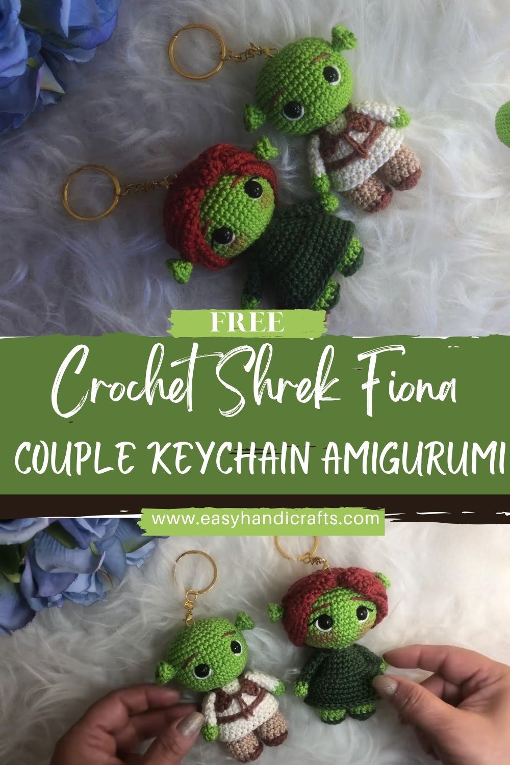 Fabulous Crochet Shrek and Fiona Couple Keychain Amigurumi Step-by-Step Pattern