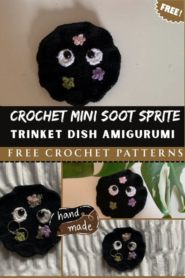 Luxurious Crochet Mini Soot Sprite Trinket Dish Amigurumi Pattern 
