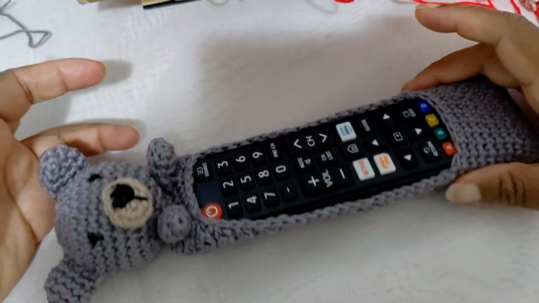 Sparkling Crochet Teddy Bear Remote Control Holder Amigurumi Functional Pattern