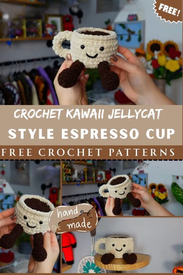 Sparkling Crochet Kawaii Jellycat Style Espresso Cup Amigurumi