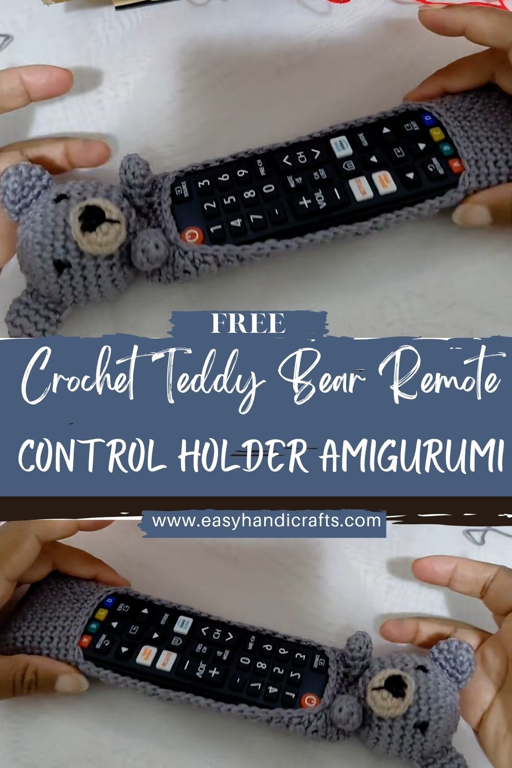 Sparkling Crochet Teddy Bear Remote Control Holder Amigurumi Functional Pattern