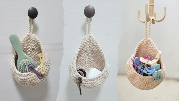 Touching Crochet Hanging Basket Storage Amigurumi Pattern for an Easy Home Organizer