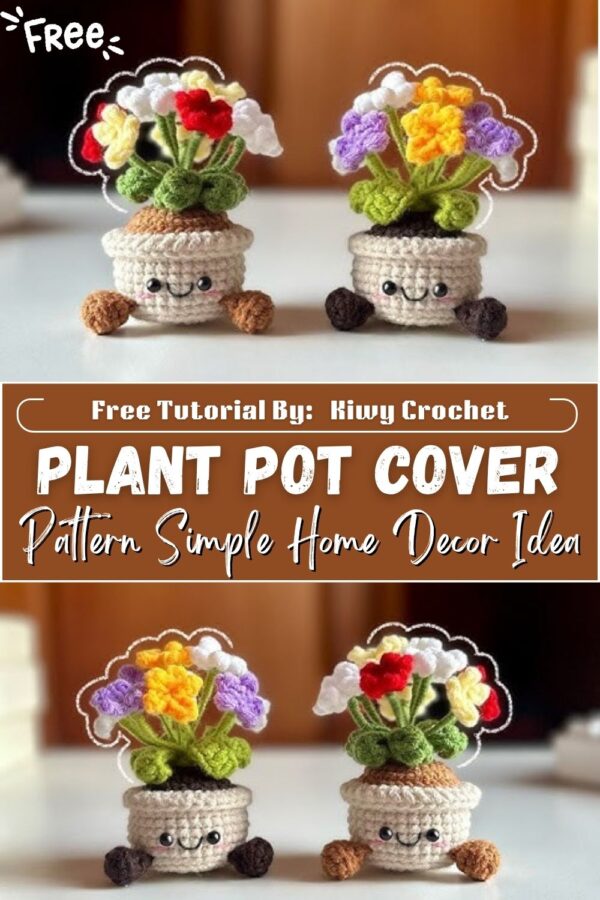 Artistic Crochet Small Plant Pot Cover Pattern Simple Home Decor Idea 