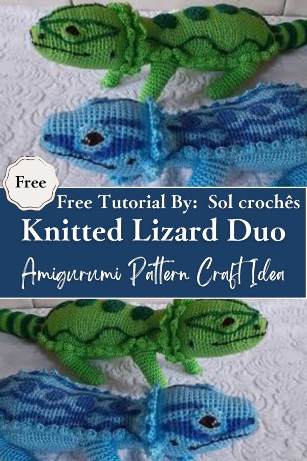 Awesome Crochet Knitted Lizard Duo Amigurumi Easy Pattern Craft Idea