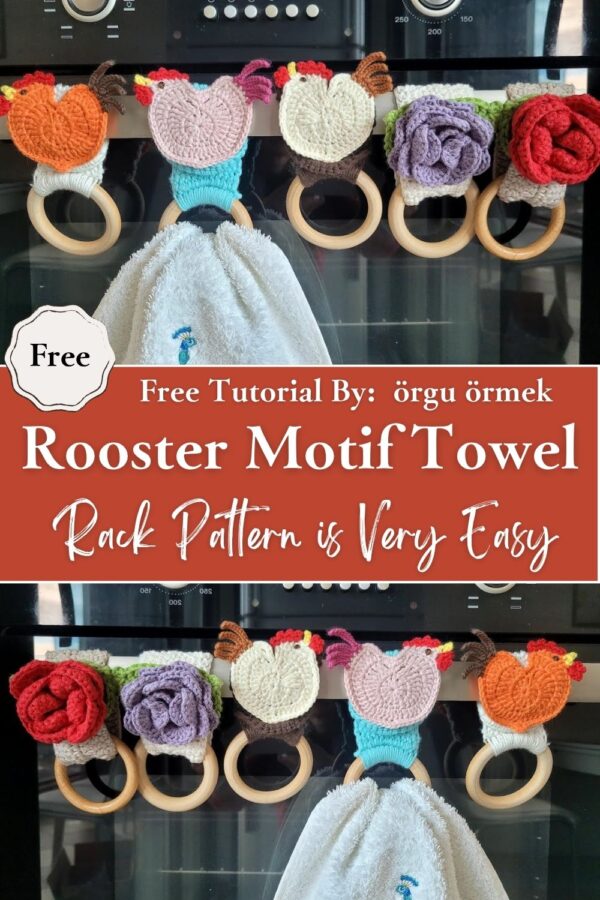 Brilliant Crochet Rooster Motif Towel Rack Pattern is Very Easy