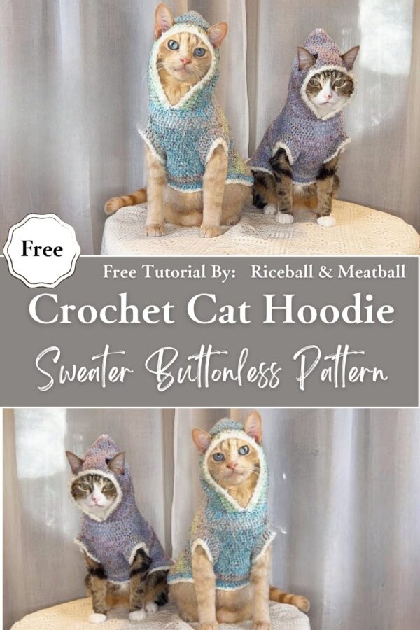 Charming Crochet Cat Hoodie Sweater Buttonless Pattern for Beginners 