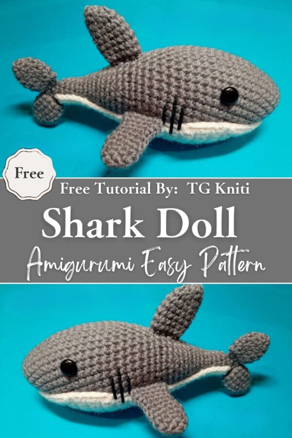 Charming Cute Crochet Shark Doll Amigurumi Easy Pattern Ocean Craft 