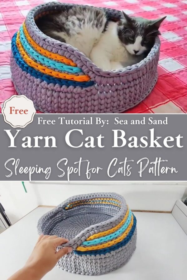 Chic Crochet Yarn Cat Basket Handmade Sleeping Spot for Cats PatternÂ