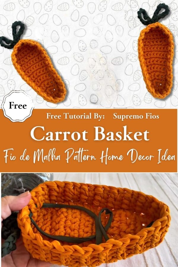 Classy Crochet Carrot Basket with Fio de Malha Pattern Home Decor Idea