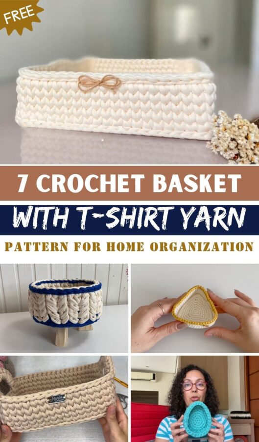 Crochet Basket with T-Shirt Yarn – Free Pattern for Home Organization 