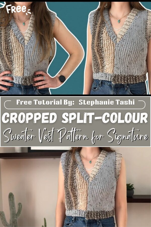 Crochet Cropped Split-Colour Sweater Vest Pattern for Signature Looks 