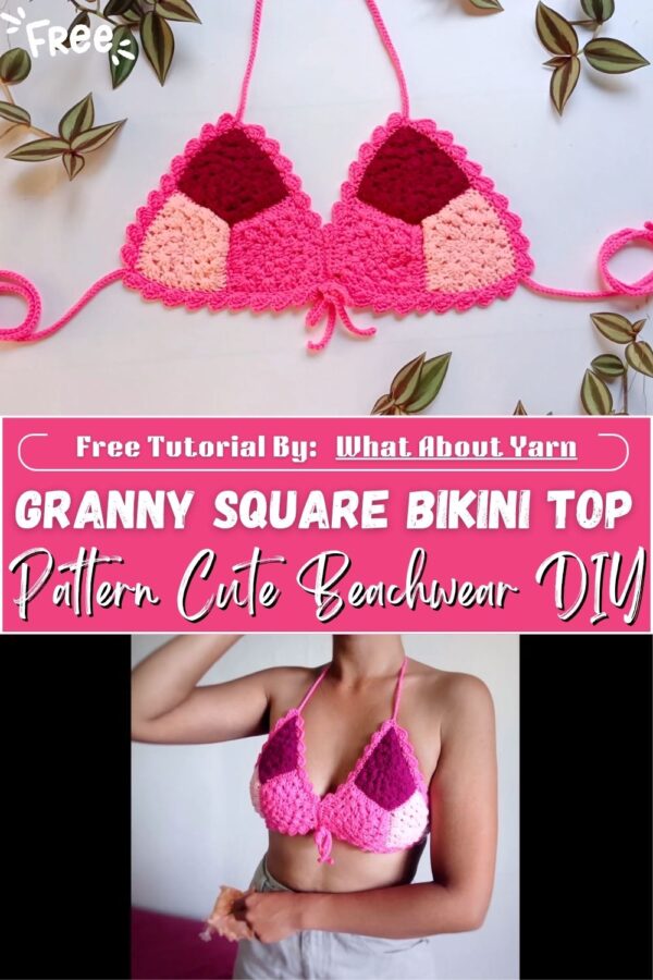 Crochet Granny Square Bikini Top Pattern Cute Beachwear DIY 