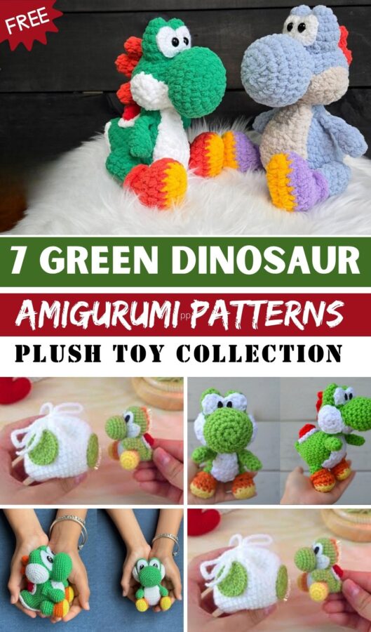 Crochet Green Dinosaur Amigurumi Patterns Plush Toy Collection 