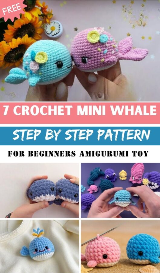 Crochet Mini Whale Step by Step Pattern for Beginners Amigurumi Toy