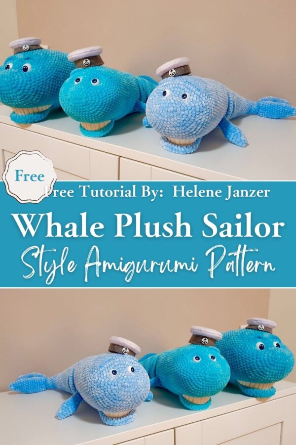  Crochet Whale Plush Sailor Style Amigurumi Pattern for Beginners