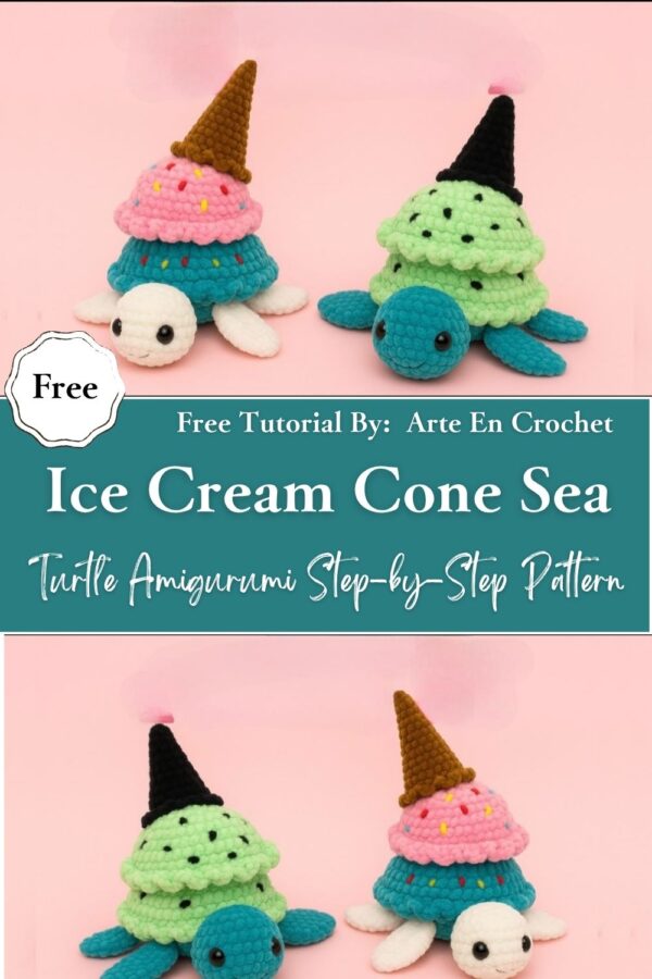  Crochet an Ice Cream Cone Sea Turtle Amigurumi Step-by-Step Pattern 