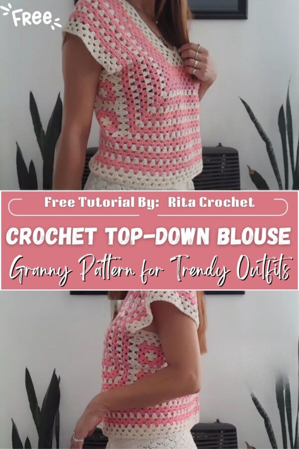 Dreamy Crochet Top-Down Blouse in Granny Pattern for Trendy Outfits