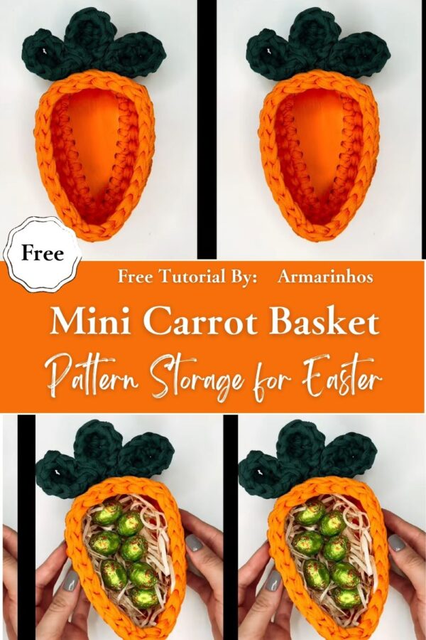 Exceptional Crochet Mini Carrot Basket Perfect Pattern Storage for Easter
