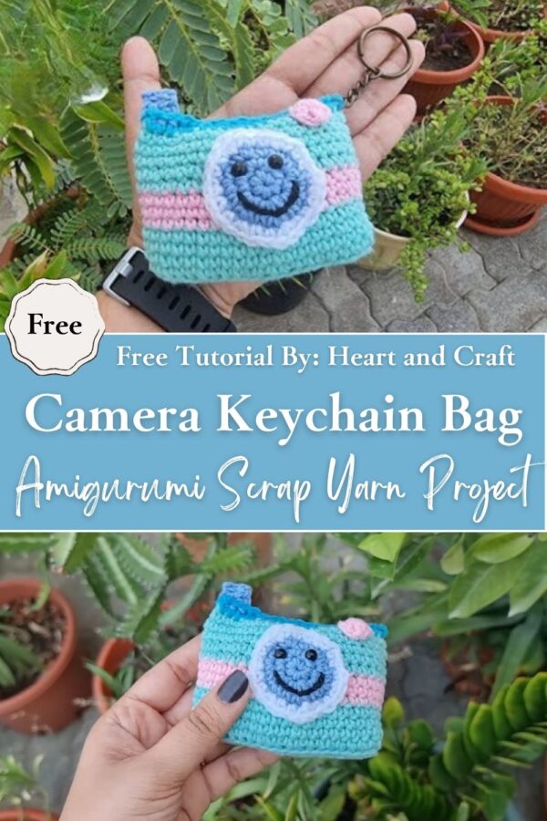 Fabulous Crochet Camera Keychain Bag Charm Amigurumi Scrap Yarn Project