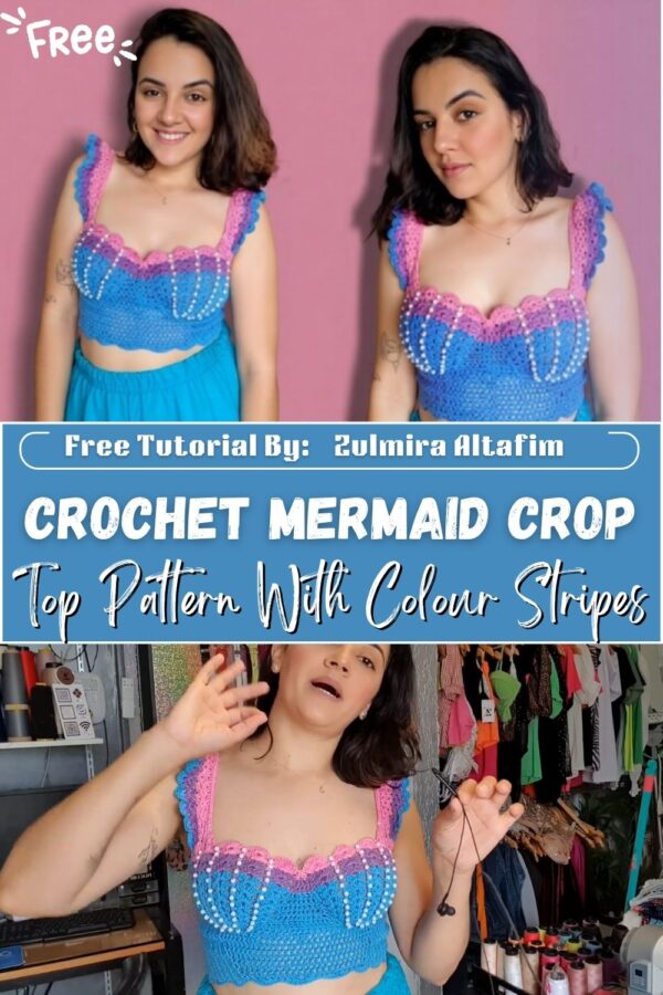 Fearless Crochet Mermaid Crop Top Pattern With Colour Stripes 