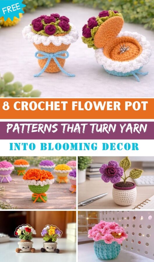 Free Crochet Flower Pot Patterns That Turn Yarn Into Blooming Decor 