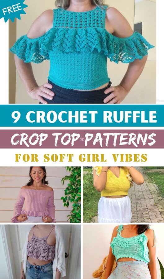 Free Crochet Ruffle Crop Top Patterns For Soft Girl Vibes 
