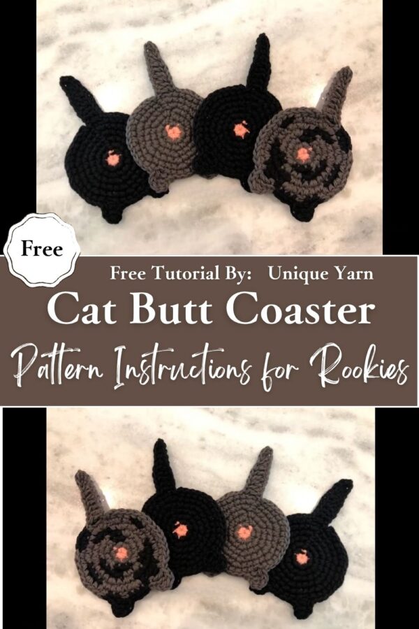 How to Crochet a Cat Butt Coaster Pattern Instructions for Rookies
