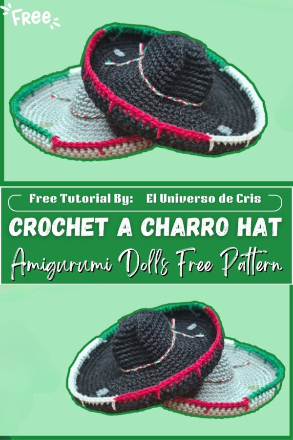 How to Crochet a Charro Hat for Amigurumi Dolls Free Pattern 