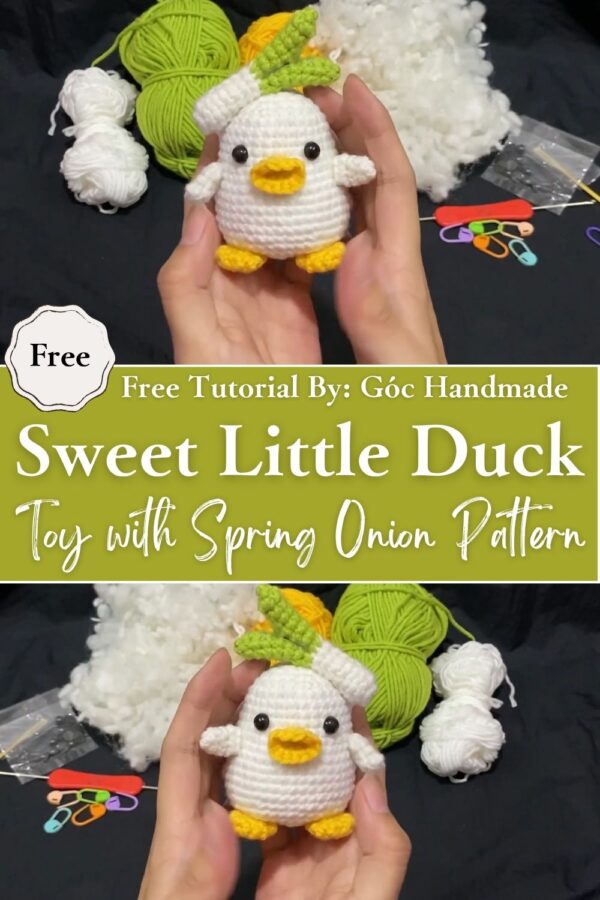 Iconic Crochet Sweet Little Duck Toy with Spring Onion Pattern