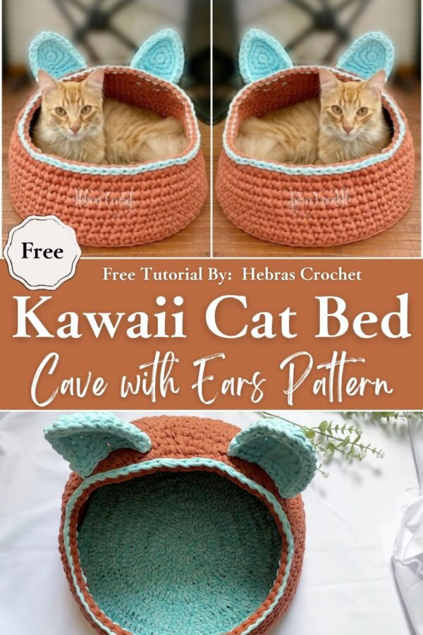 Incredible Crochet Kawaii Cat Bed Cave with Ears Pattern for Beginners