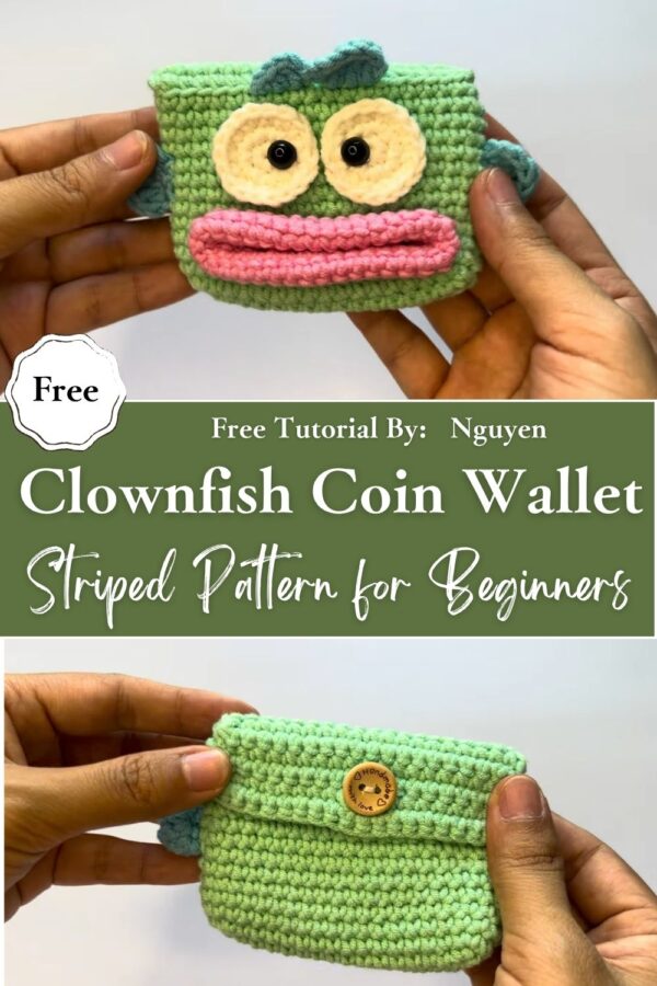 Luxurious Crochet Clownfish Coin Wallet Striped Pattern for Beginners