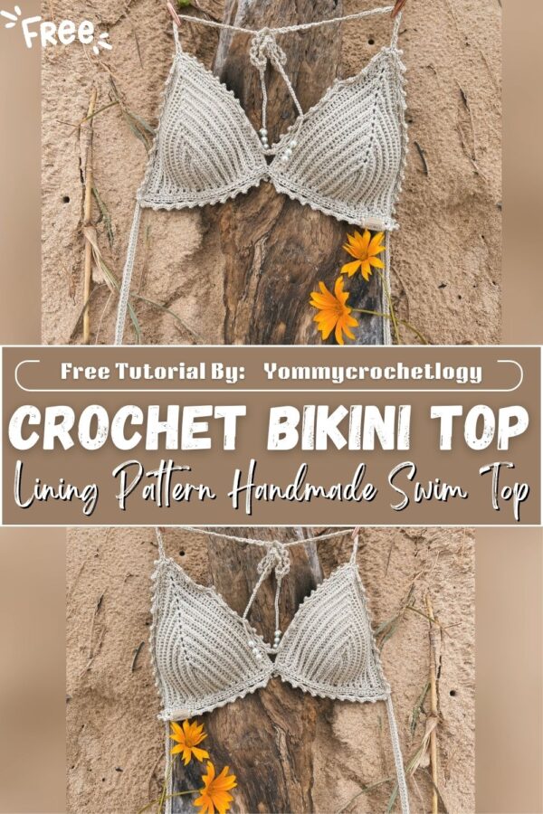Polished Crochet Bikini Top with Pads & Lining Pattern Handmade Swim Top 