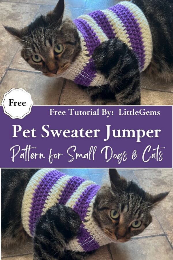  Polished Crochet Pet Sweater Jumper Pattern for Small Dogs & Cats 