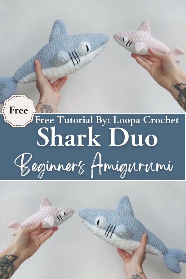 Polished Crochet Shark Duo for Beginners Amigurumi Easy Pattern 