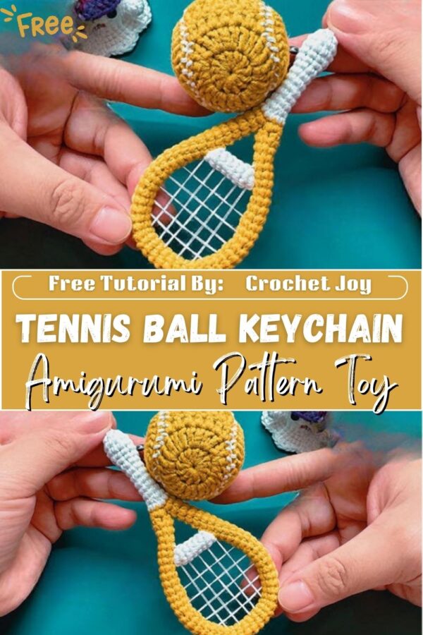 Refined Crochet Mini Tennis Ball Keychain Amigurumi Pattern Toy 