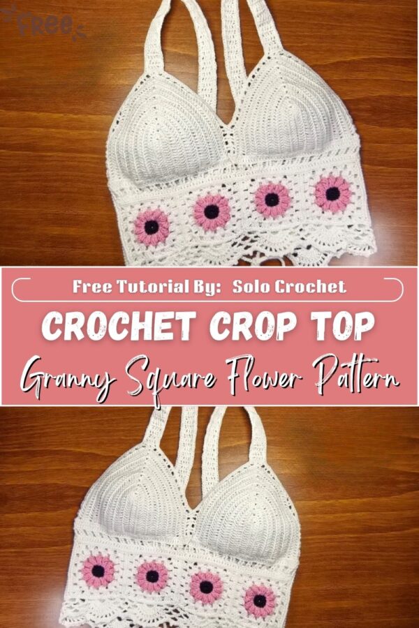 Remarkable Crochet Crop Top with Granny Square Flower Pattern 