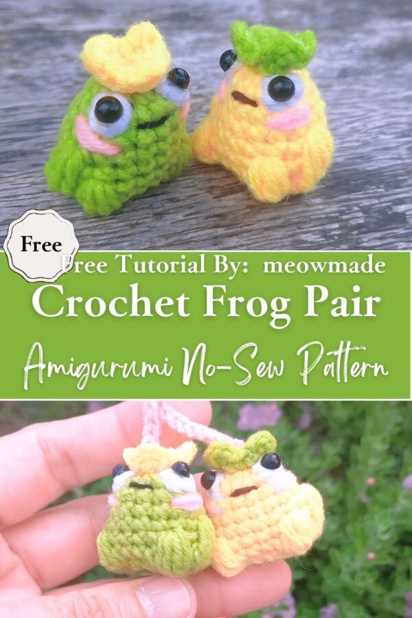 Sparkling Crochet Frog Pair Amigurumi No-Sew Pattern for Beginners