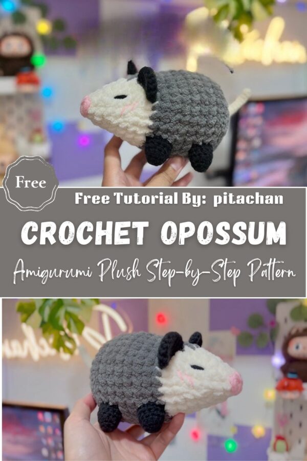 Spectacular Crochet Opossum Amigurumi Plush Step-by-Step Pattern 