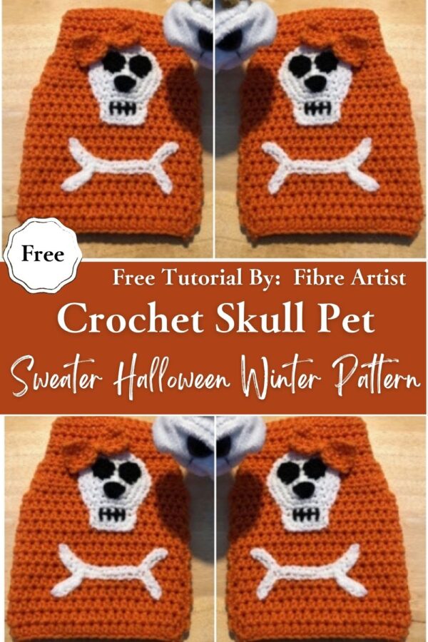 Spooky Crochet Skull Pet Sweater Halloween Winter Pattern 