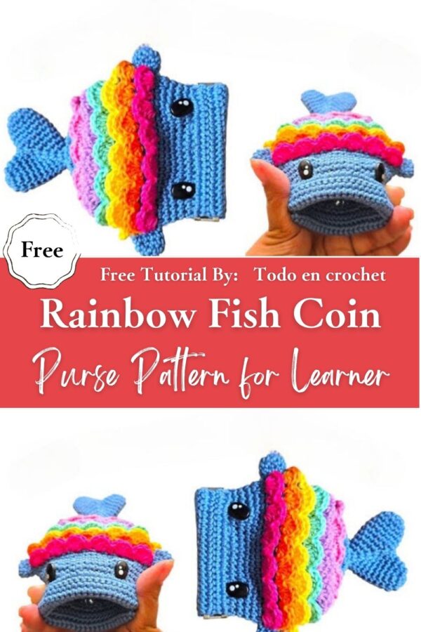 Touching Crochet Rainbow Fish Coin Purse Pattern for Learner