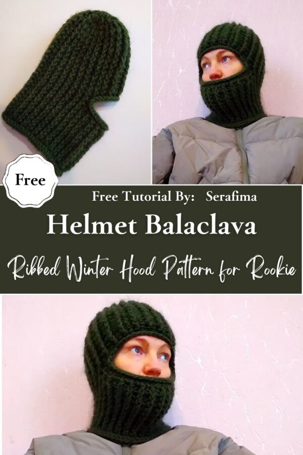 Unique Crochet Helmet Balaclava Ribbed Winter Hood Pattern for Rookie 
