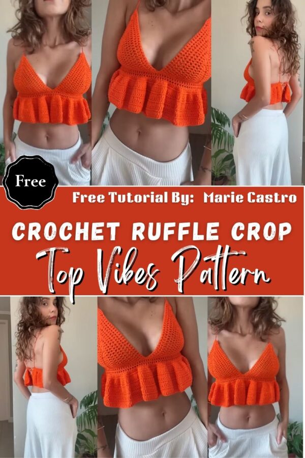 Unique Crochet Ruffle Crop Top Vibes Pattern Outfit