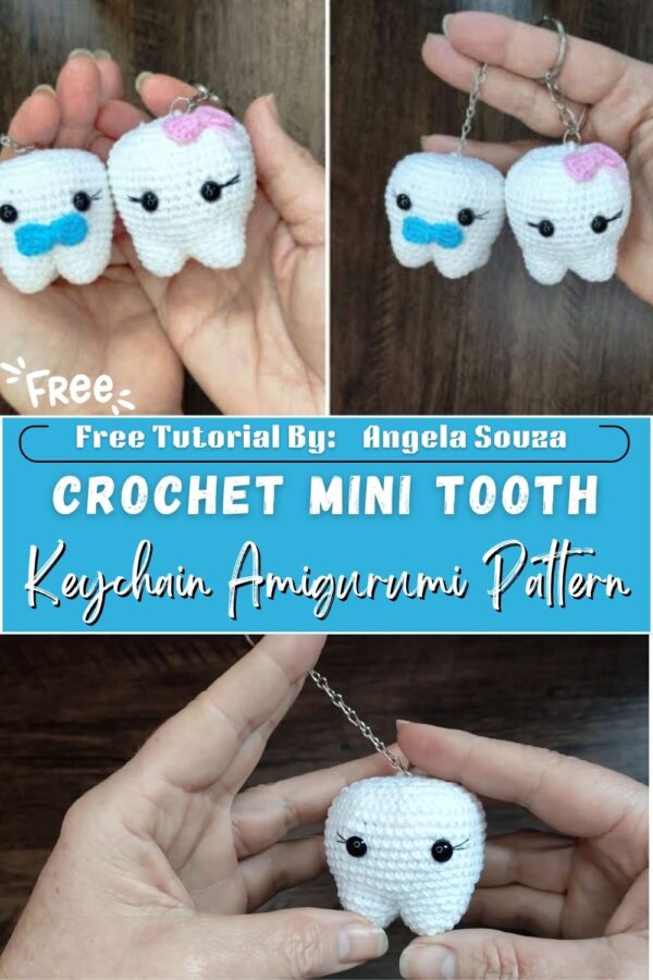 Vibrant Crochet Mini Tooth Keychain Amigurumi Pattern DIY Project